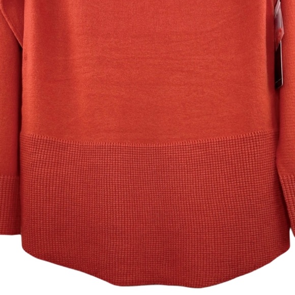 Cyrus Blood Orange Crowl Neck Sweater with a Lower Waffle Trim. Size small - Picture 5 of 12